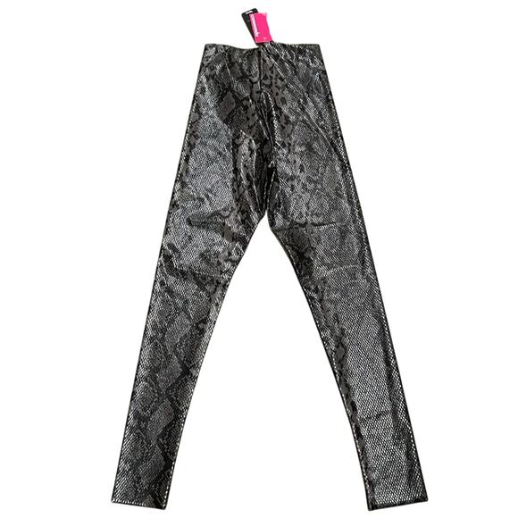 NWT Commando Women's Faux Leather Animal Legging Gray Snake  M - Picture 4 of 10